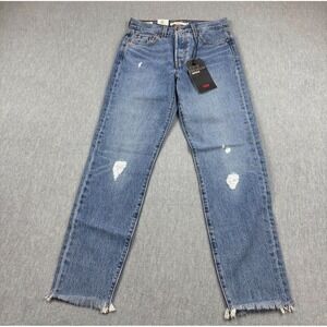 Levis Jeans Womens 26x27 Blue Wedgie High Rise Tapered Leg BIG E Button Fly NWT